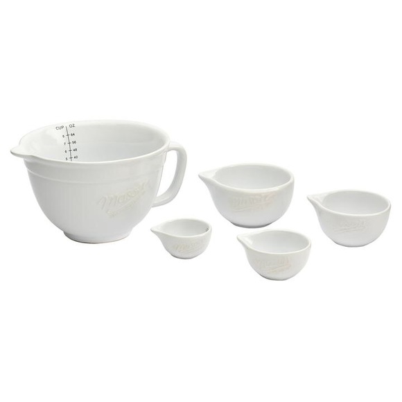5 Pc Stoneware Batter Bowl & Measuring Cup Set - Picture 2 of 7